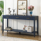 Table console d'entrée de haute qualité avec tiroirs à rayures verticales et pieds longs