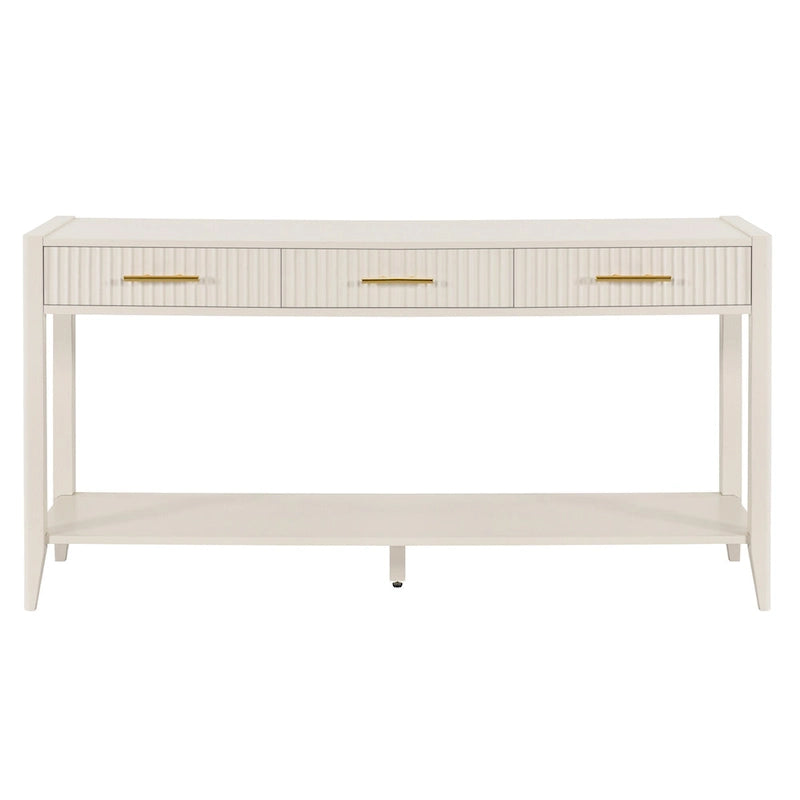 Table console d'entrée de haute qualité avec tiroirs à rayures verticales et pieds longs