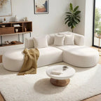 Canapé d'angle incurvé 107,5 en polyester avec larges surpiqûres