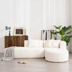 Canapé d'angle incurvé 107,5 en polyester avec larges surpiqûres
