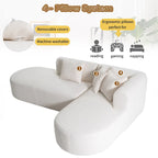 Canapé d'angle incurvé 107,5 en polyester avec larges surpiqûres