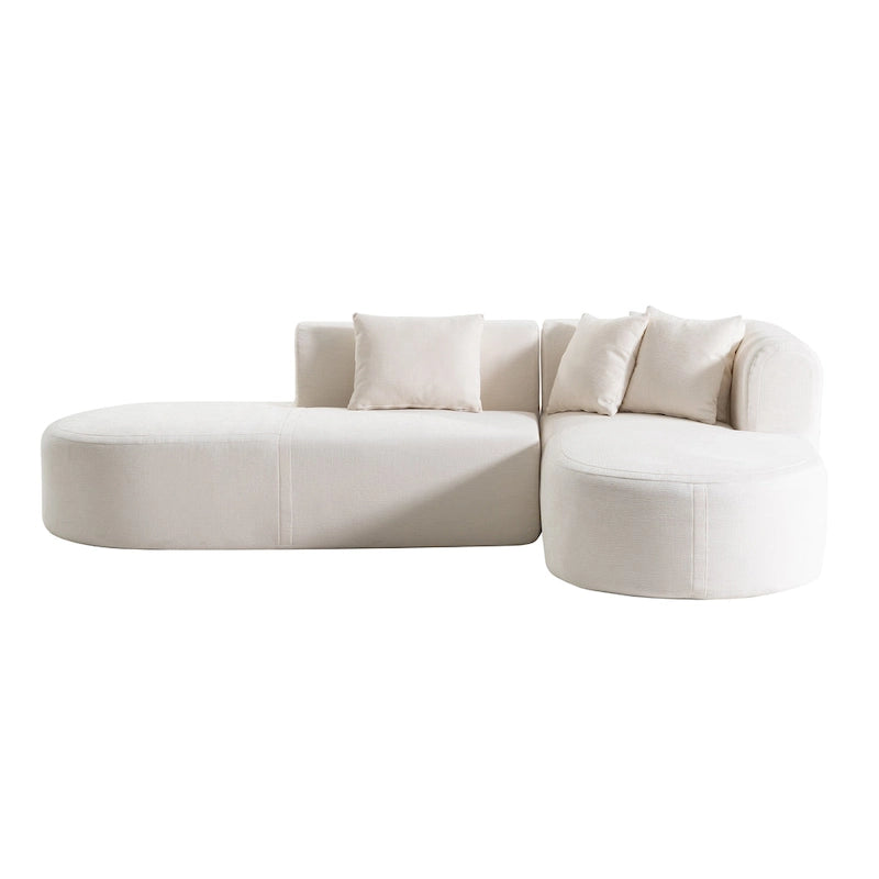 Canapé d'angle incurvé 107,5 en polyester avec larges surpiqûres