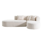 Canapé d'angle incurvé 107,5 en polyester avec larges surpiqûres