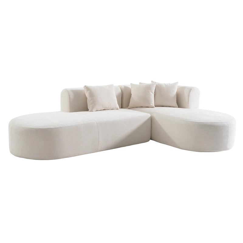 Canapé d'angle incurvé 107,5 en polyester avec larges surpiqûres