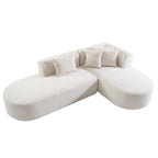 Canapé d'angle incurvé 107,5 en polyester avec larges surpiqûres