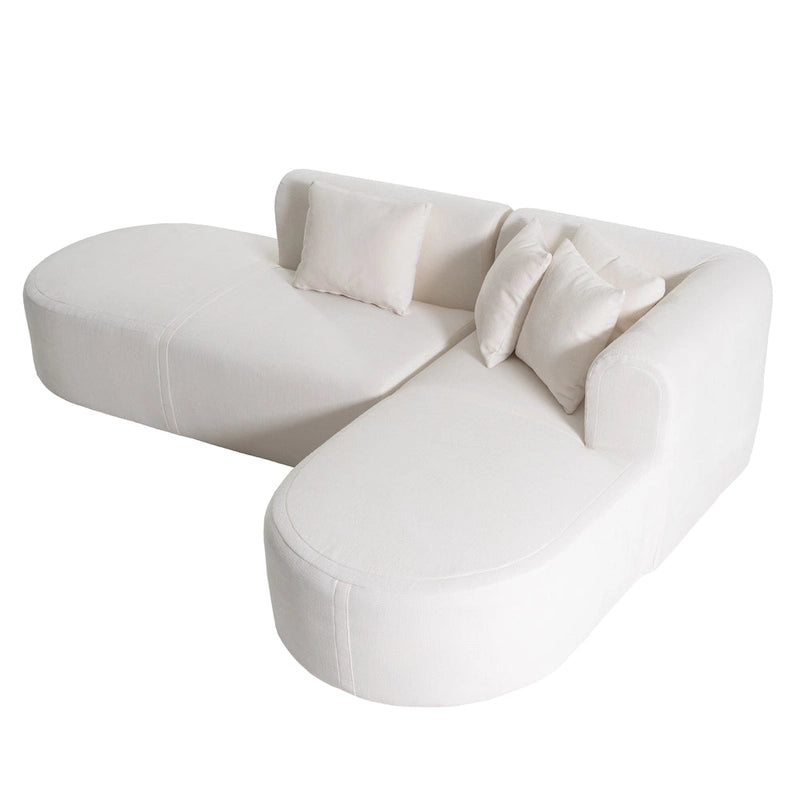 Canapé d'angle incurvé 107,5 en polyester avec larges surpiqûres