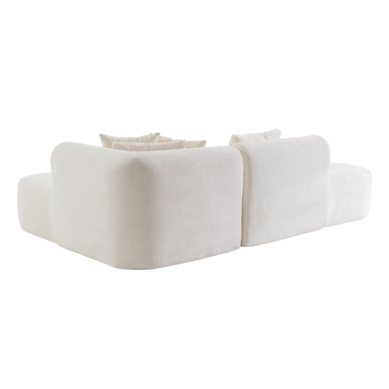 Canapé d'angle incurvé 107,5 en polyester avec larges surpiqûres