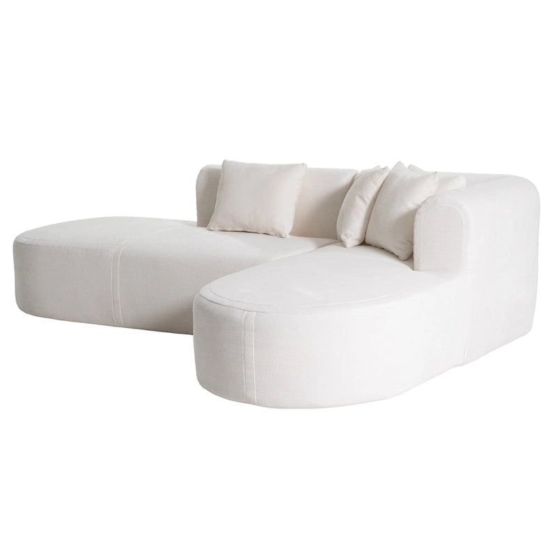 Canapé d'angle incurvé 107,5 en polyester avec larges surpiqûres