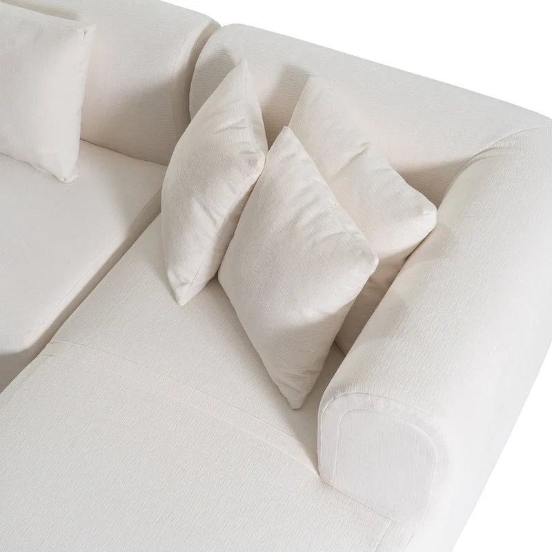 Canapé d'angle incurvé 107,5 en polyester avec larges surpiqûres