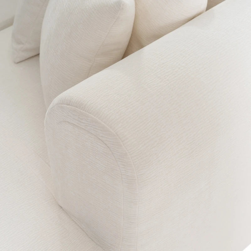 Canapé d'angle incurvé 107,5 en polyester avec larges surpiqûres