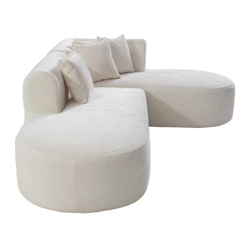 Canapé d'angle incurvé 107,5 en polyester avec larges surpiqûres