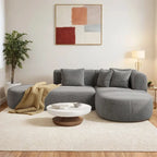 Canapé d'angle incurvé 107,5 en polyester avec larges surpiqûres