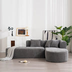 Canapé d'angle incurvé 107,5 en polyester avec larges surpiqûres
