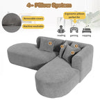 Canapé d'angle incurvé 107,5 en polyester avec larges surpiqûres
