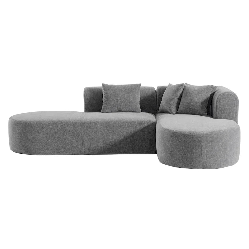 Canapé d'angle incurvé 107,5 en polyester avec larges surpiqûres