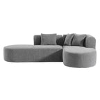 Canapé d'angle incurvé 107,5 en polyester avec larges surpiqûres