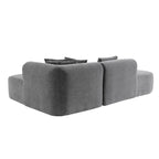 Canapé d'angle incurvé 107,5 en polyester avec larges surpiqûres