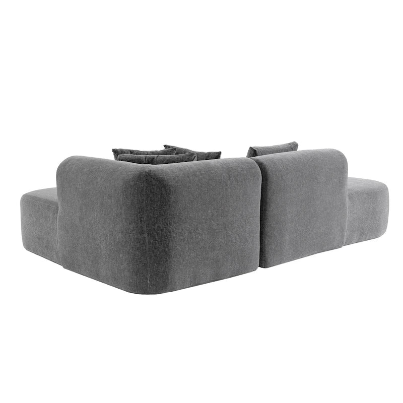 Canapé d'angle incurvé 107,5 en polyester avec larges surpiqûres