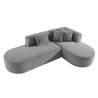 Canapé d'angle incurvé 107,5 en polyester avec larges surpiqûres