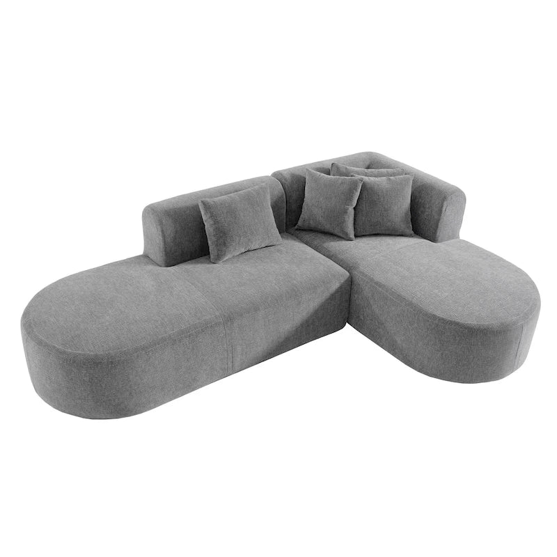 Canapé d'angle incurvé 107,5 en polyester avec larges surpiqûres