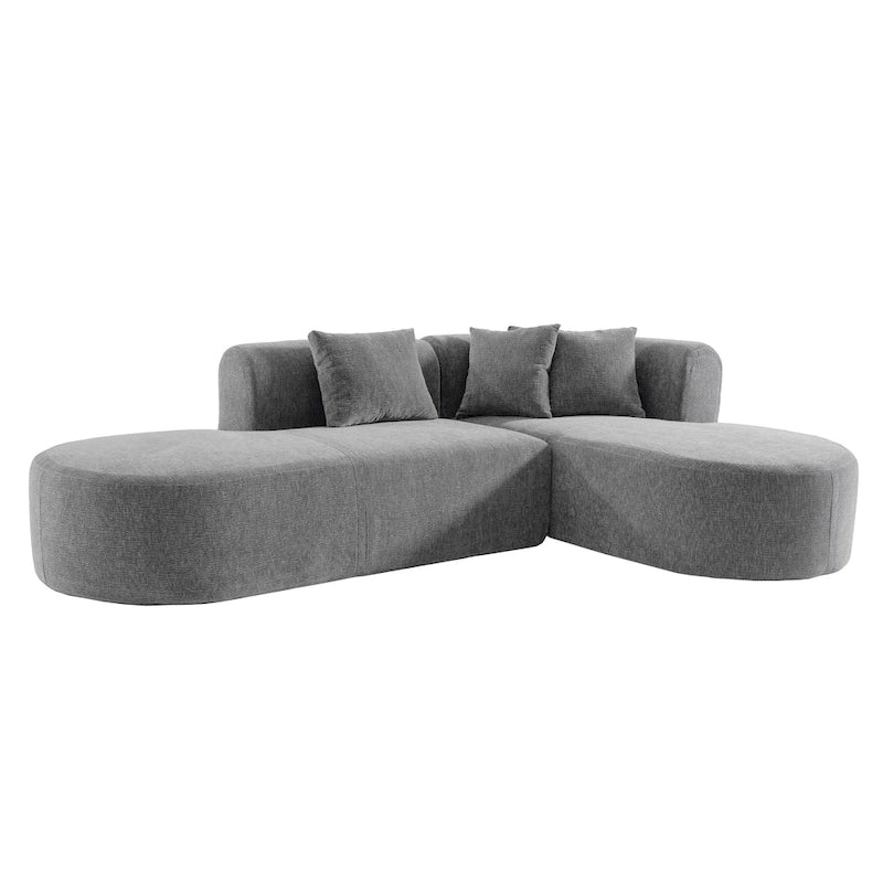Canapé d'angle incurvé 107,5 en polyester avec larges surpiqûres