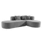 Canapé d'angle incurvé 107,5 en polyester avec larges surpiqûres