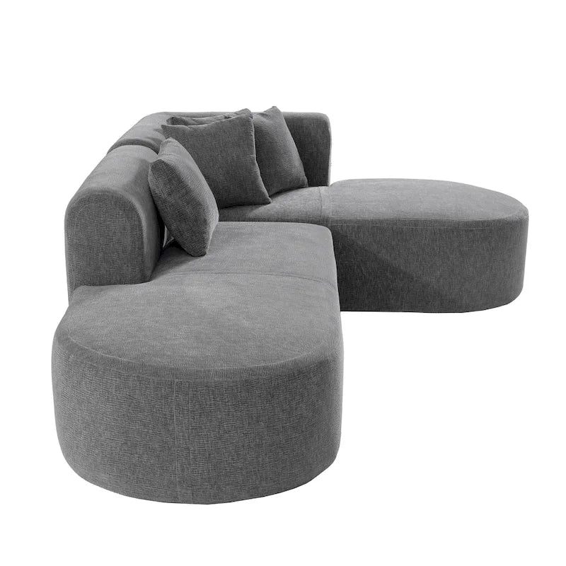 Canapé d'angle incurvé 107,5 en polyester avec larges surpiqûres