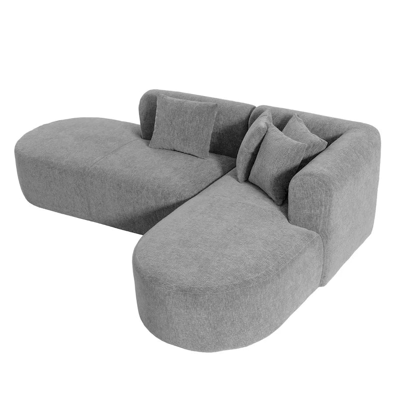 Canapé d'angle incurvé 107,5 en polyester avec larges surpiqûres
