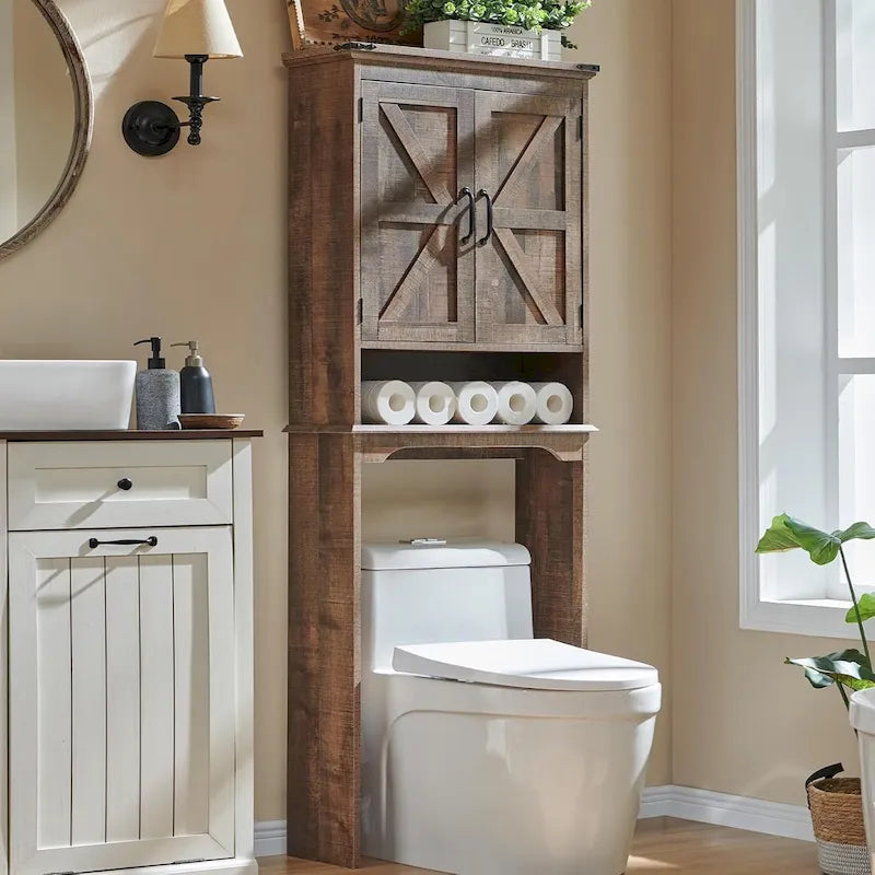 Meuble de rangement de ferme au-dessus des toilettes, meuble de salle de bain de 170 cm de haut