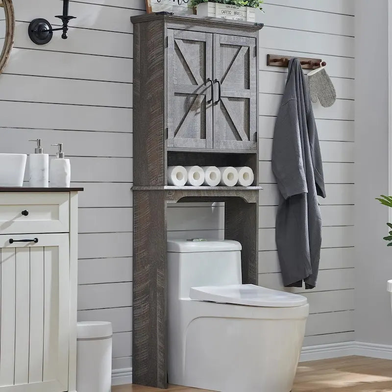 Meuble de rangement de ferme au-dessus des toilettes, meuble de salle de bain de 170 cm de haut