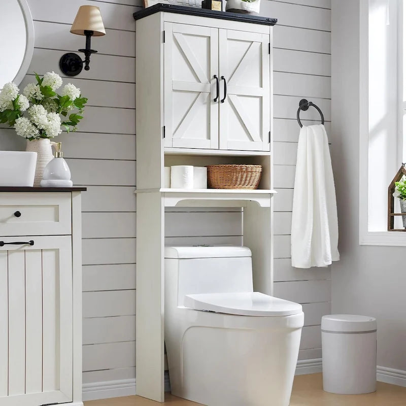 Meuble de rangement de ferme au-dessus des toilettes, meuble de salle de bain de 170 cm de haut