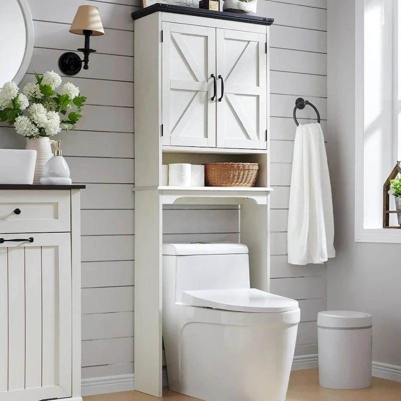 Meuble de rangement de ferme au-dessus des toilettes, meuble de salle de bain de 170 cm de haut