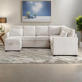 Canapé convertible 5 places en U de 268 cm avec lit gigogne et pouf de rangement