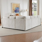 Canapé convertible 5 places en U de 268 cm avec lit gigogne et pouf de rangement