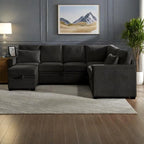Canapé convertible 5 places en U de 268 cm avec lit gigogne et pouf de rangement
