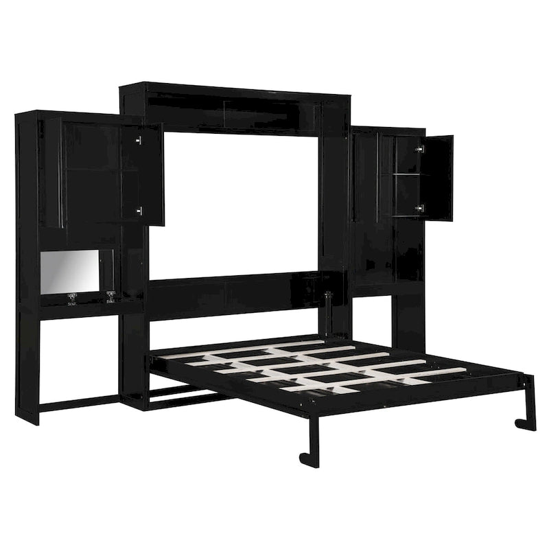 Lit escamotable Queen – Bureau et coiffeuse pliables, lit mural avec rangement