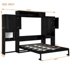 Lit escamotable Queen – Bureau et coiffeuse pliables, lit mural avec rangement