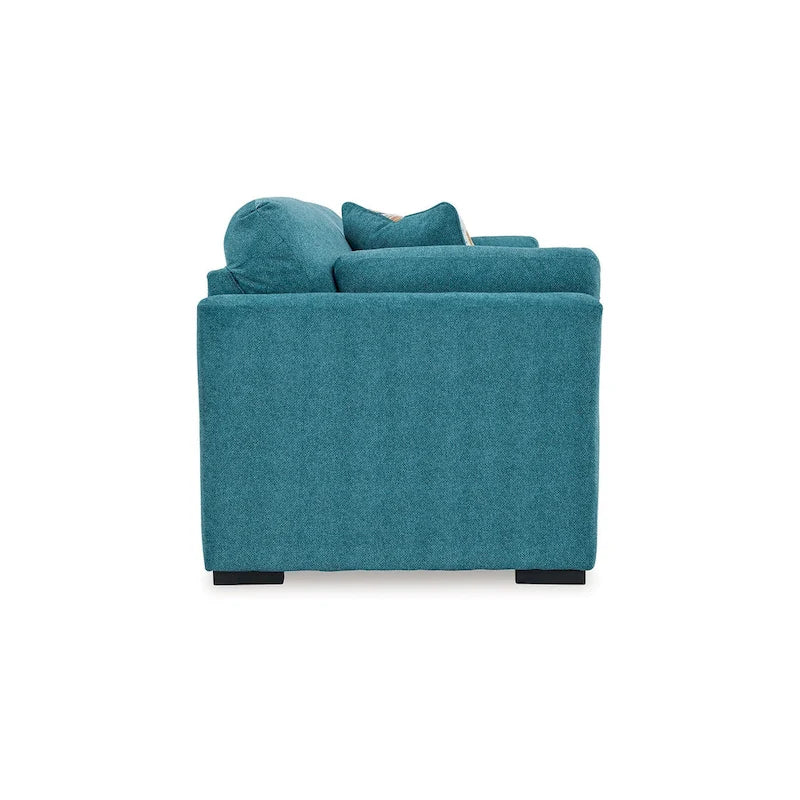 Canapé avec 2 coussins décoratifs, velours synthétique bleu sarcelle 94 pouces