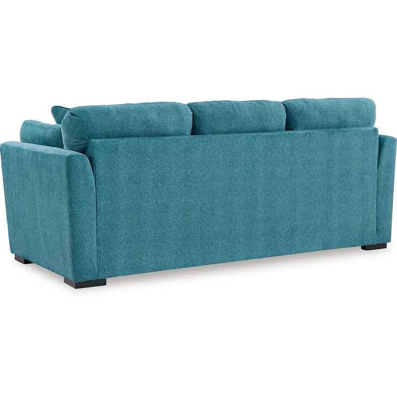 Canapé avec 2 coussins décoratifs, velours synthétique bleu sarcelle 94 pouces