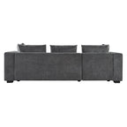 Canapé d'angle en tissu chenille avec méridienne et rangement
