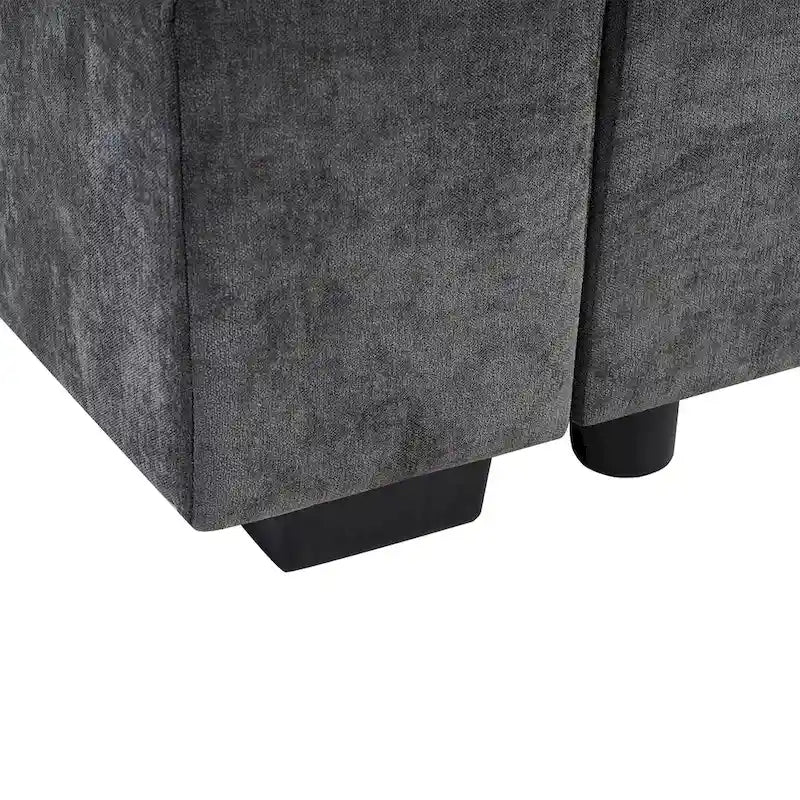Canapé d'angle en tissu chenille avec méridienne et rangement