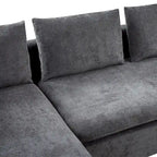 Canapé d'angle en tissu chenille avec méridienne et rangement
