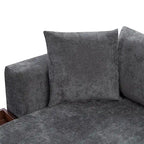 Canapé d'angle en tissu chenille avec méridienne et rangement