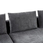Canapé d'angle en tissu chenille avec méridienne et rangement