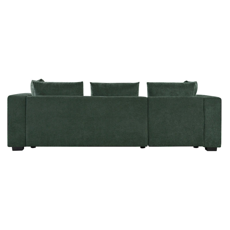 Canapé d'angle en tissu chenille avec méridienne et rangement