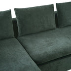 Canapé d'angle en tissu chenille avec méridienne et rangement