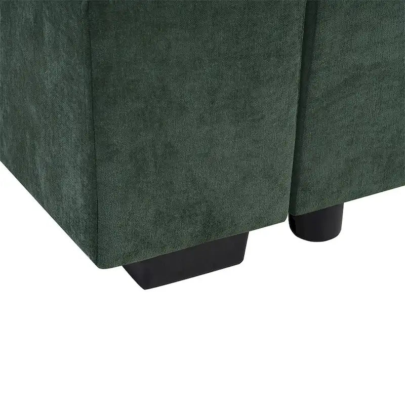 Canapé d'angle en tissu chenille avec méridienne et rangement