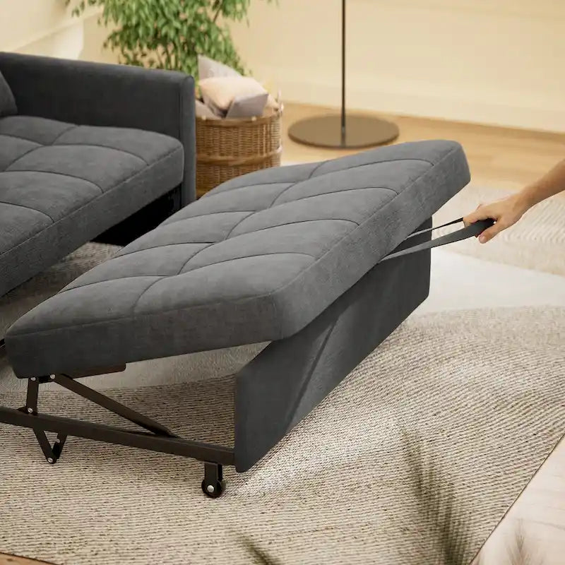 Canapé 3 en 1 convertible, causeuse futon avec lit gigogne et dossier réglable