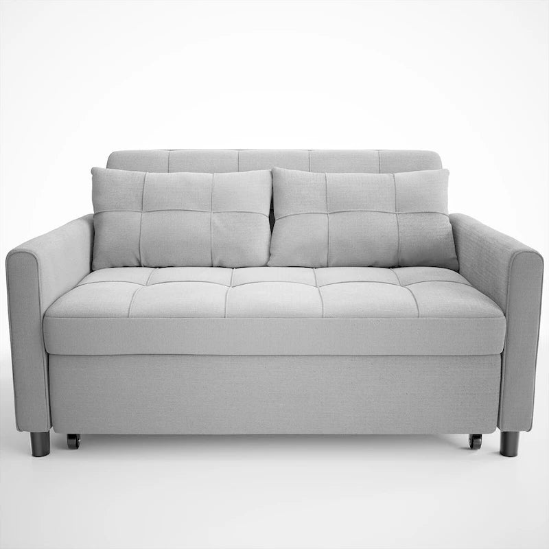 Canapé 3 en 1 convertible, causeuse futon avec lit gigogne et dossier réglable