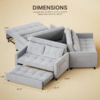 Canapé 3 en 1 convertible, causeuse futon avec lit gigogne et dossier réglable